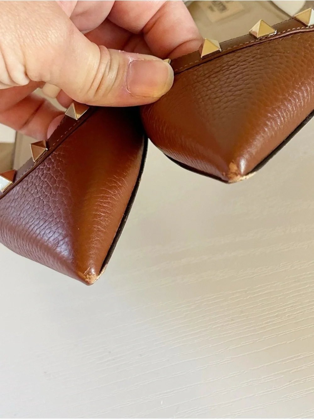 Valentino Garavani Rockstud Brown Slingback Flats Half D’Orsay Pointed Toe EU 37 - Picture 6 of 11